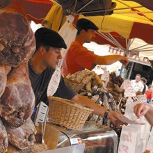 Argeles farmers market on a Guided Pyrenees walking holiday