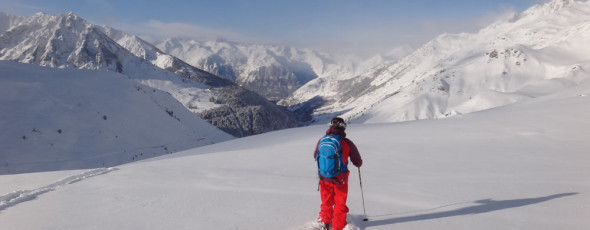 Skiing and Boarding in Fresh powder snow this morning, Pyrenees skiing holiday – Grand Tourmalet, Bareges La Mongie