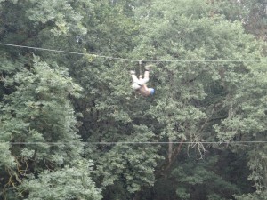 Zip lining on a multi activity holiday in the Pyrenees