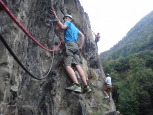 Via ferrata route in the Pyrenees, guided multi activity holiday