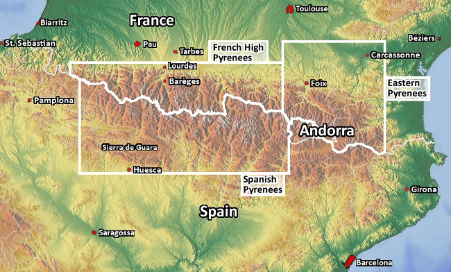 Western Europe Map Pyrenees Mountain Western Europe Map Pyrenees Mountain