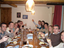 Dinner time at Les cailloux one of the only catered ski chalets in the Pyrenees