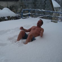 A Swedish-style roll in the snow after a sauna (optional!) pyrenees ski chalet