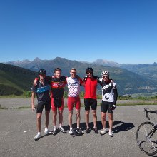 Cycling group on Hautacam on a Pyrenees guided road biking holiday