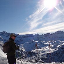 Sunny winter view on snow-shoes, Pyrenees snow shoeing holidays