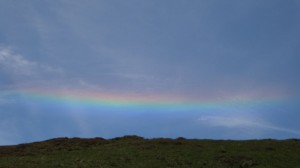 18 circumhorizontal arc or fire rainbow in high cirus ice crystals over the pyrenees